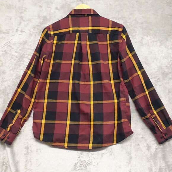US Polo Assn Boy Junior XXL Flannel Burgundy Plaid Long Sleeve Button Down Shirt - Picture 7 of 8